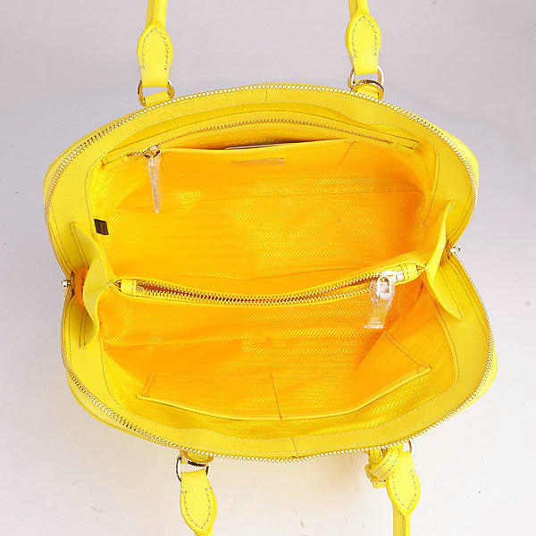 2014 Prada Saffiano Calf Leather Two Handle Bag BL0837 yellow